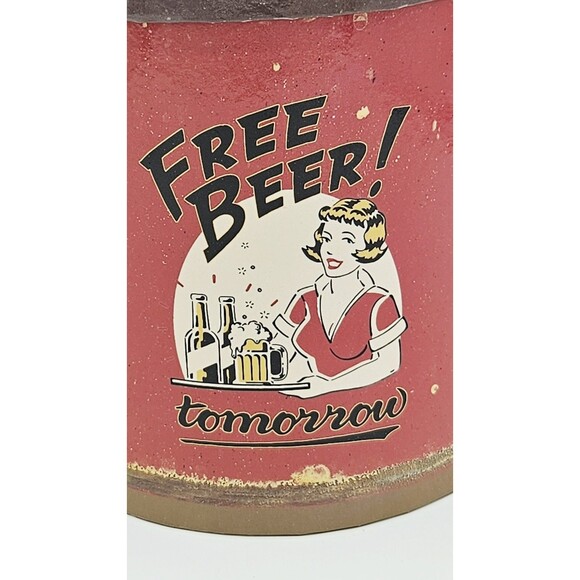 Vtg Santa Barbara Free Beer! Tomorrow 14 Oz Frosted Glass Mug With Box - Picture 2 of 9